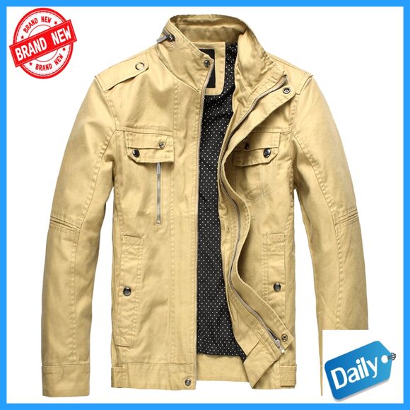 Lightweight Cotton Jacket Casual Field Coat Windbreaker Men's Military Style